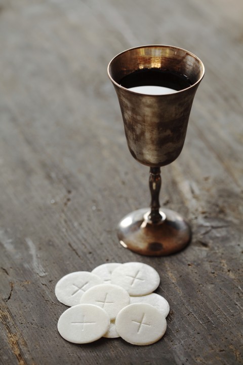 communion chalice and wafers