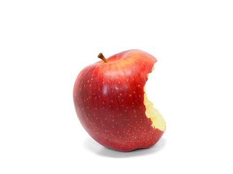 an apple with a bite out of it