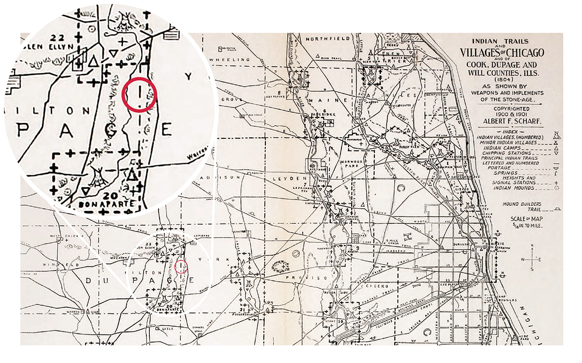 a map of Indian trails in and around Chicago as they existed in 1804