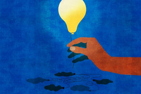 Illustration of a hand pulling a lightbulb chain