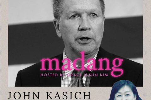 Image of John Kasich on Madang podcast logo