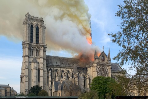 Notre Dame Cathedral on fire