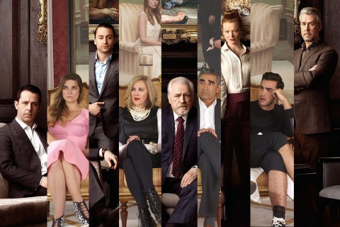 composite of families from Succession and Schitt's Creek