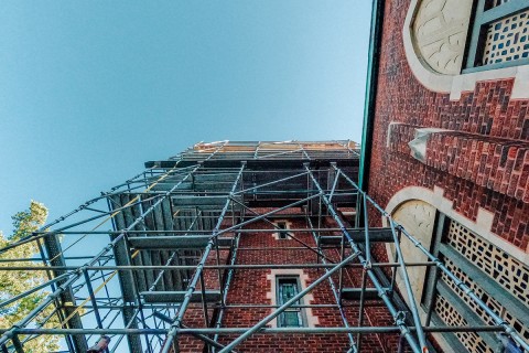 scaffolding at a church