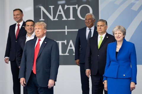 picture of Trump and other world leaders at NATO meeting