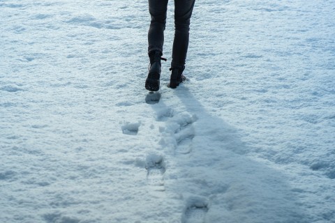 feet walking in snow