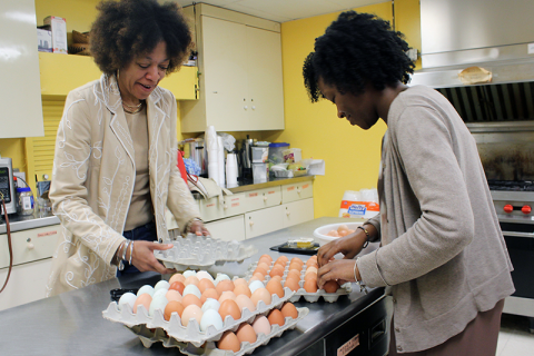 church distributing eggs