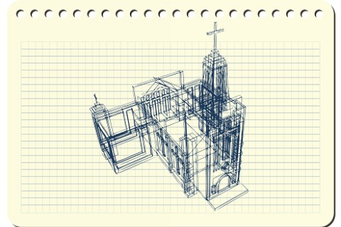 sketch of a church