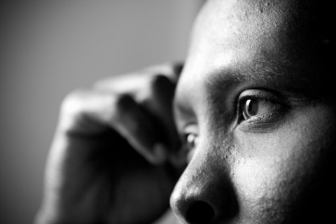 closeup of a young black man's eyes