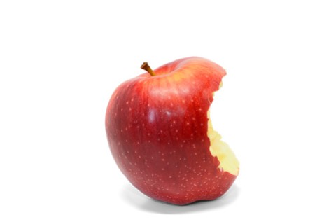 an apple with a bite out of it