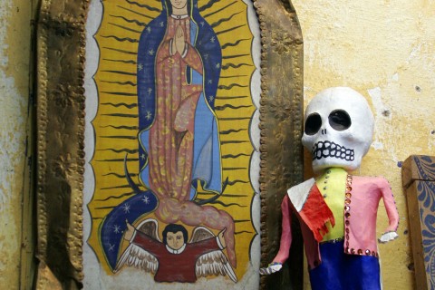 Catholic and Aztec Mexican folk art