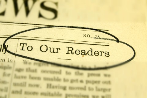 to our readers