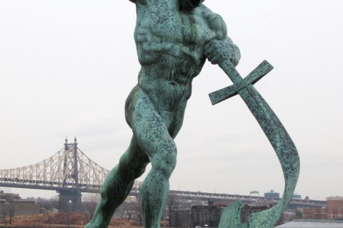 Swords plowshares sculpture