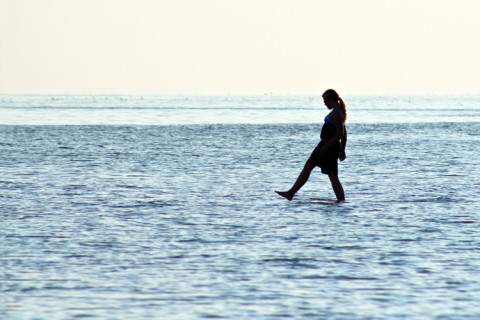 woman walking on water