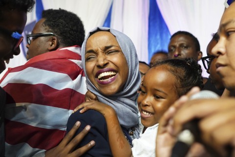 Ilhan Omar celebrating