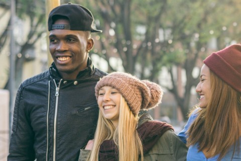 young adults walking