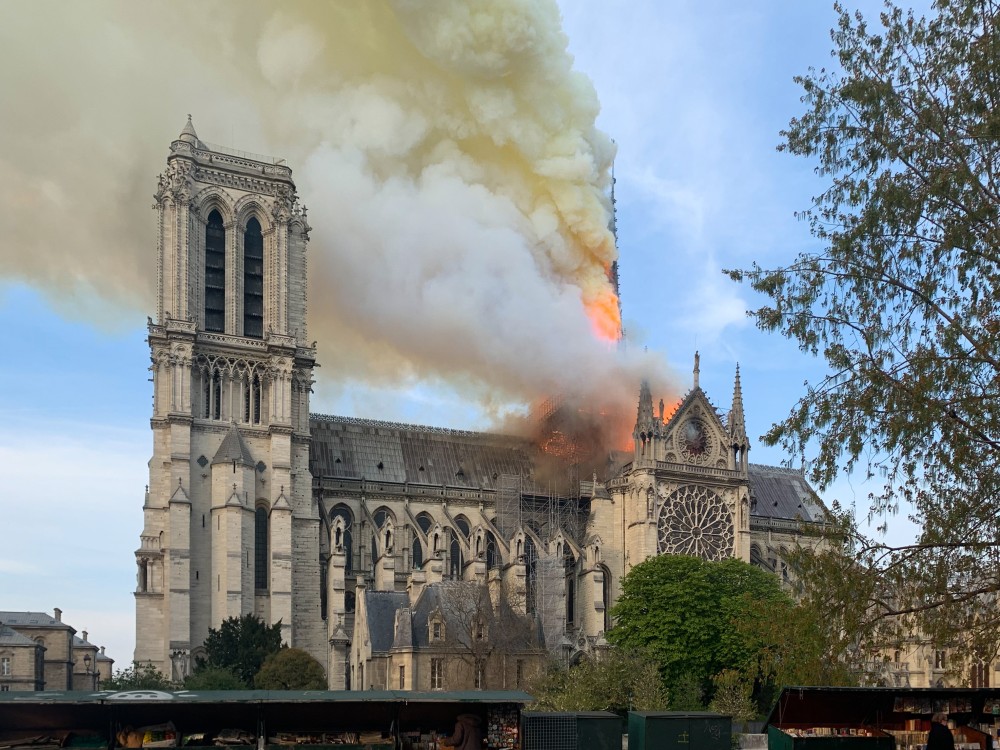 Notre Dame Cathedral on fire