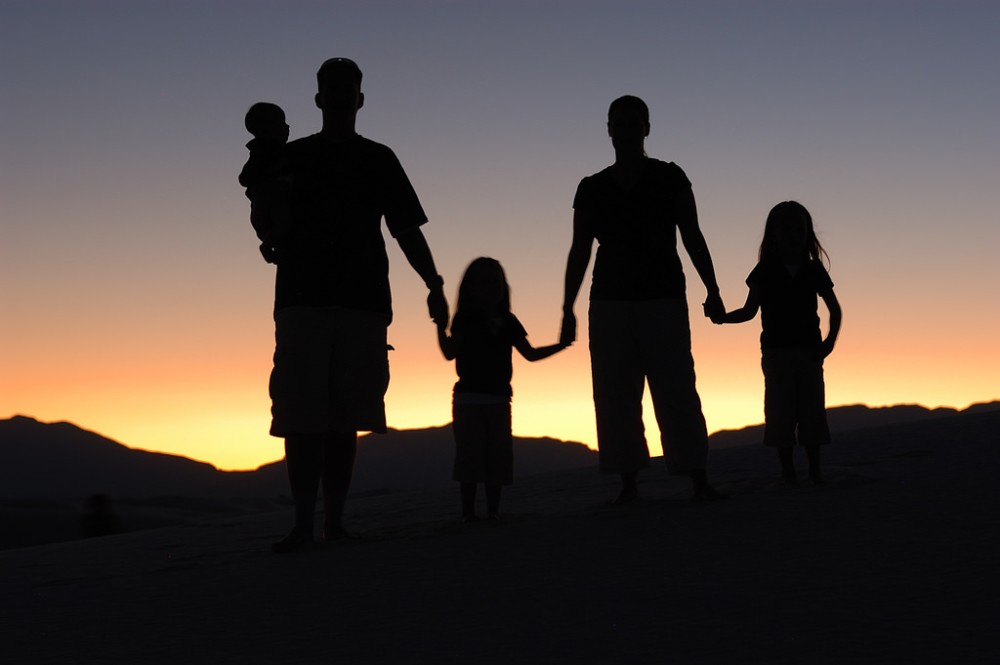 family in silhouette