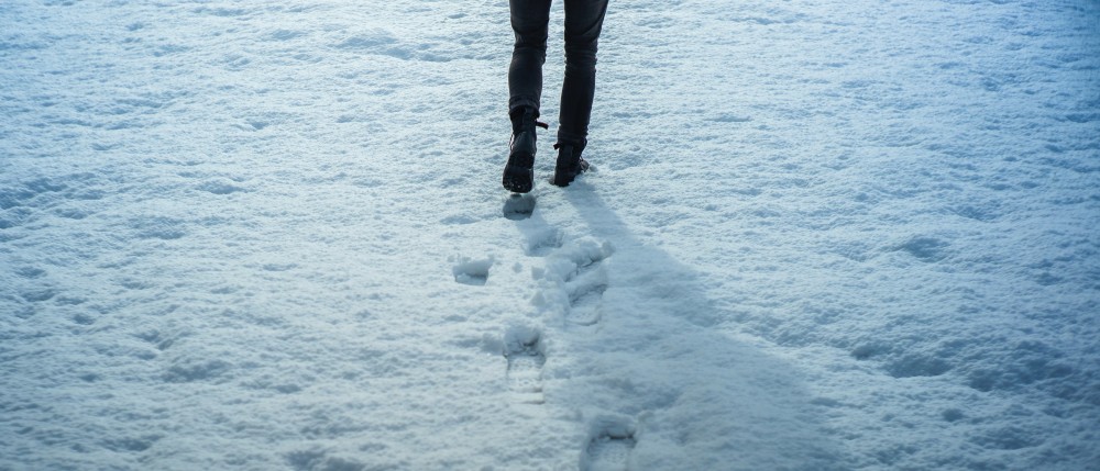 feet walking in snow