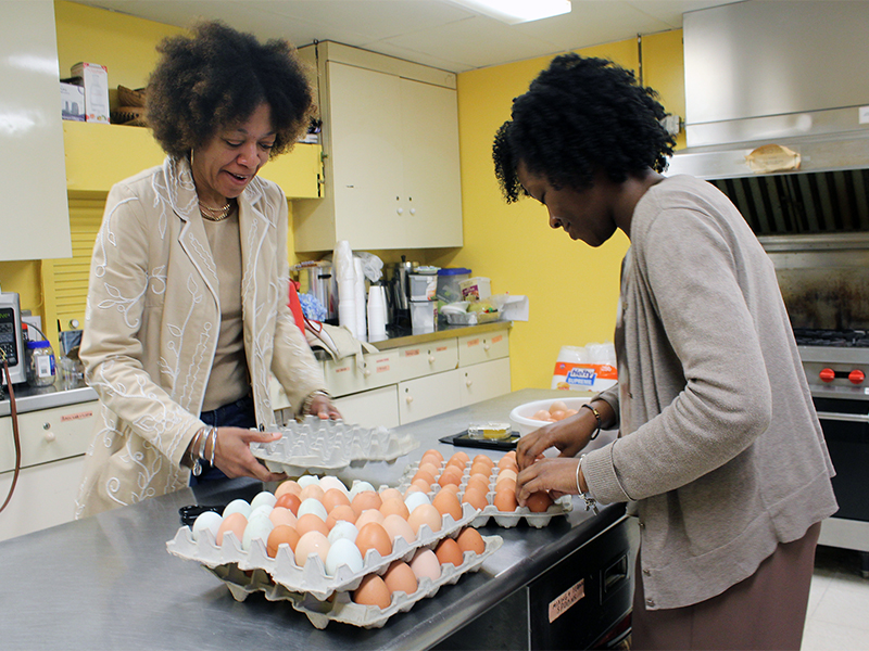 church distributing eggs