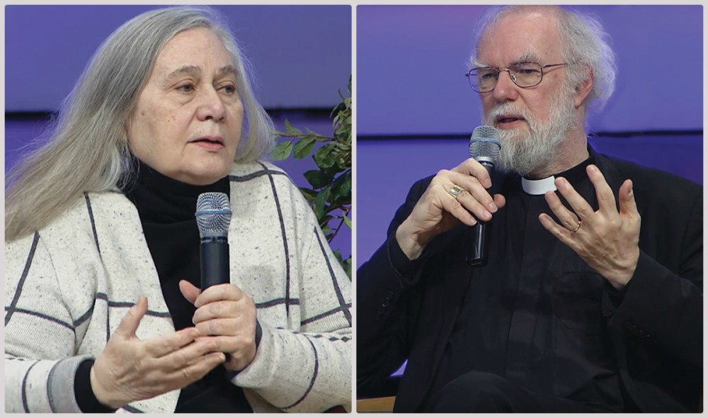two people talking in microphones