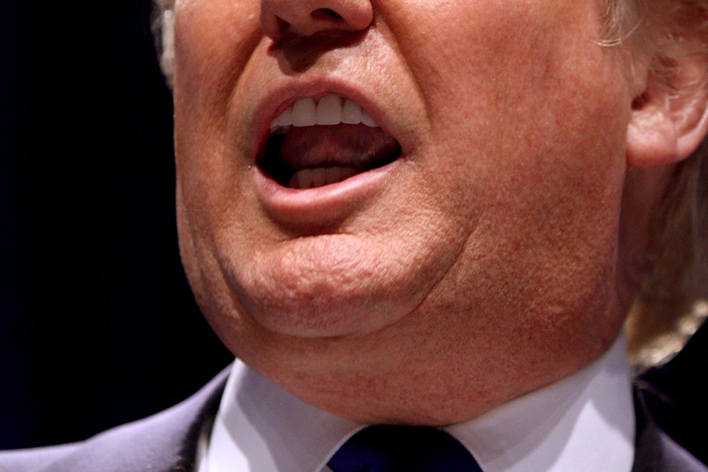 close up of Donald Trump's mouth 