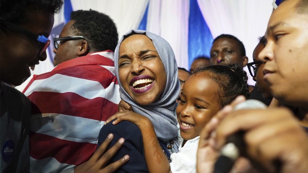 Ilhan Omar celebrating