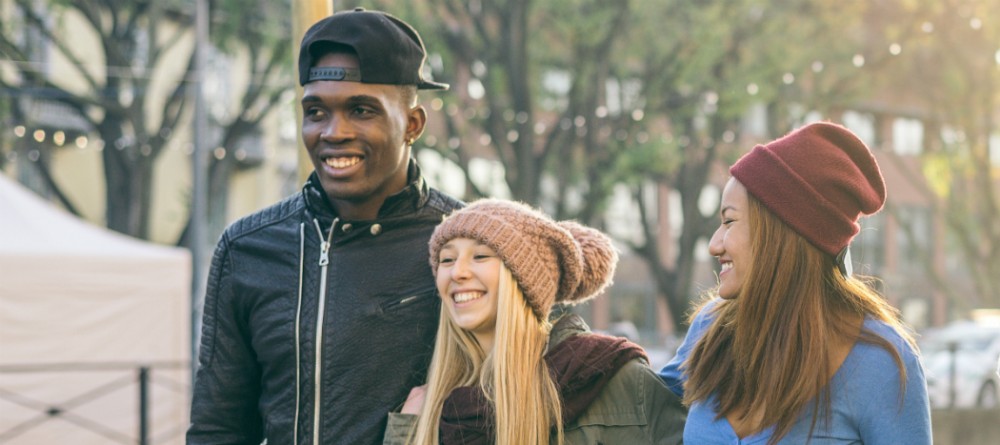 young adults walking