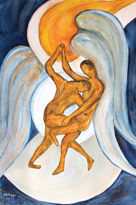 Jacob Wrestling with the Angel, by Margrit Prigge