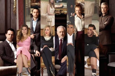 composite of families from Succession and Schitt's Creek
