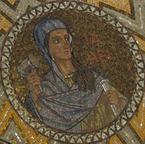 Jael and tent peg mosaic