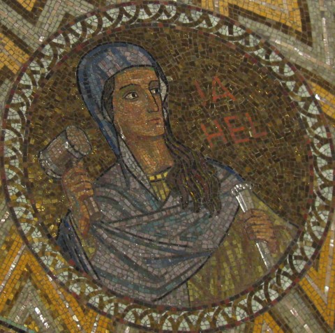 Jael and tent peg mosaic