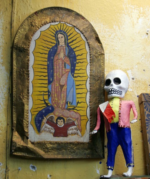 Catholic and Aztec Mexican folk art