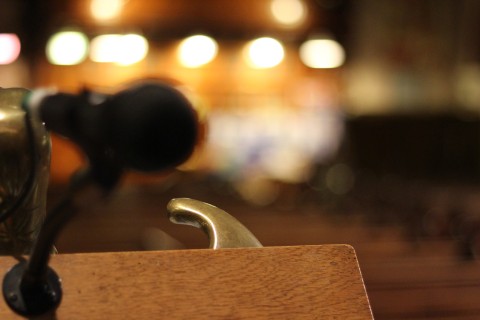 microphone in pulpit