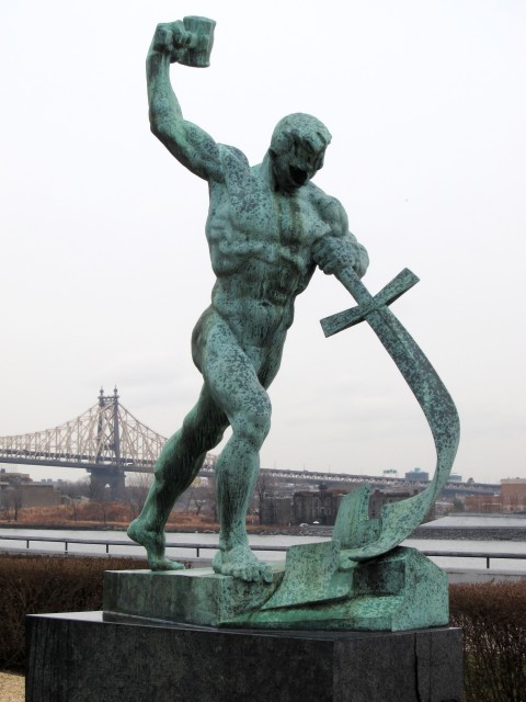 Swords plowshares sculpture