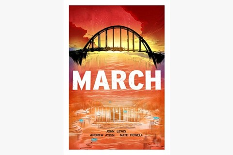 picture of Congressman John Lewis, Andrew Aydin, and Nate Powell's graphic novel March about the civil rights movement