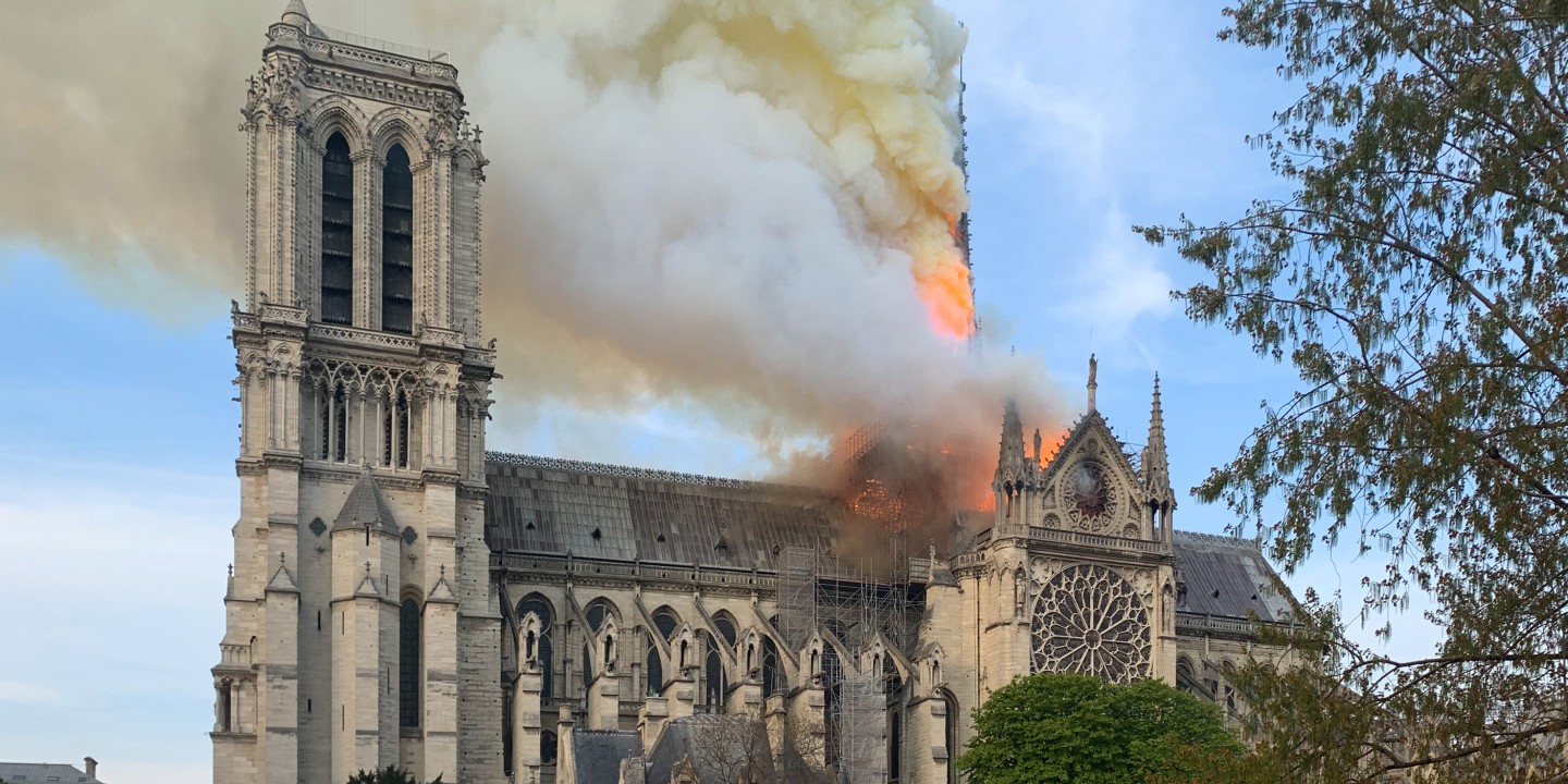 Notre Dame Cathedral on fire