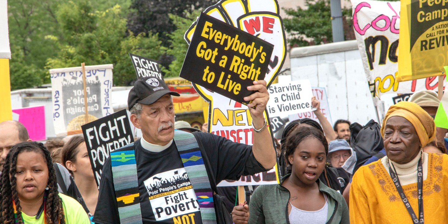 picture of organizers protesting with Poor People's Campaign