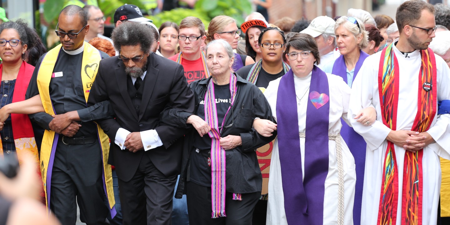 clergy marching in Charlottesville