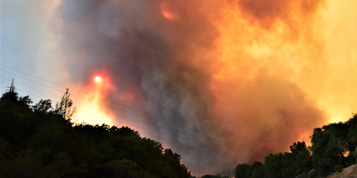 wildfire and red sky
