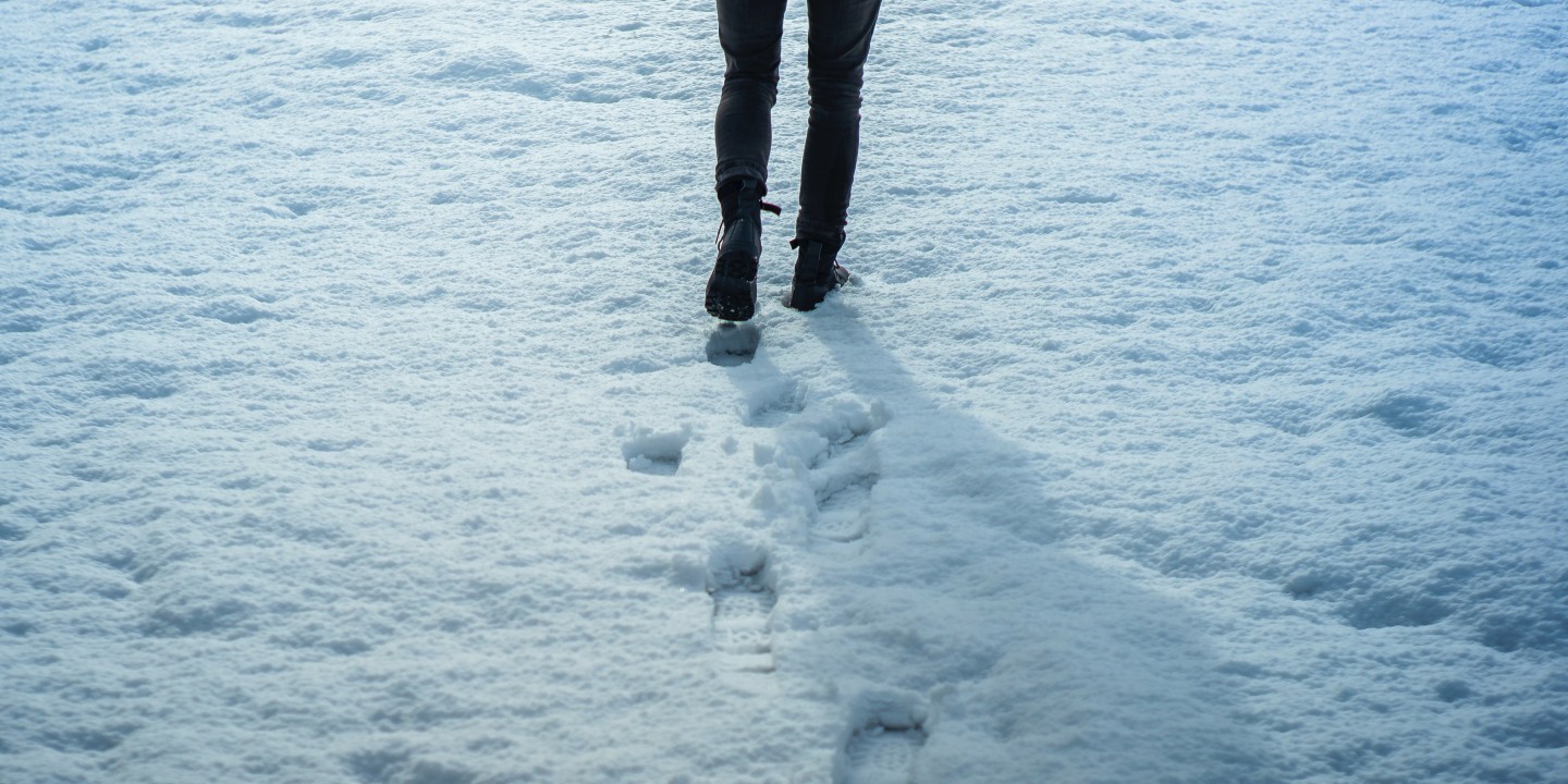 feet walking in snow