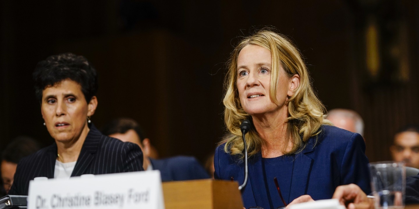Christine Blasey Ford testifying to Senate committee