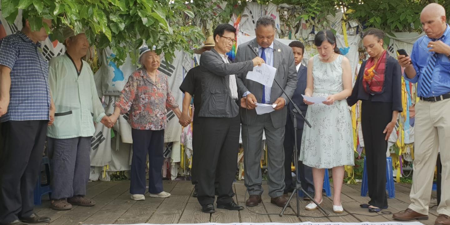 Picture of prayer vigil at the DMZ between North and South Korea