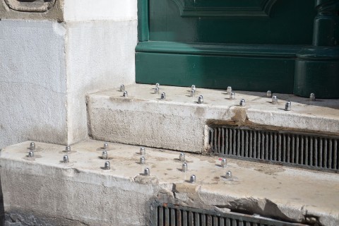 stairs with spikes on them